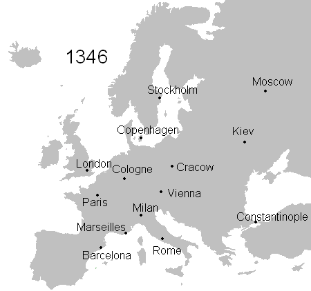 14世紀黑死病在歐洲傳播圖（動圖）