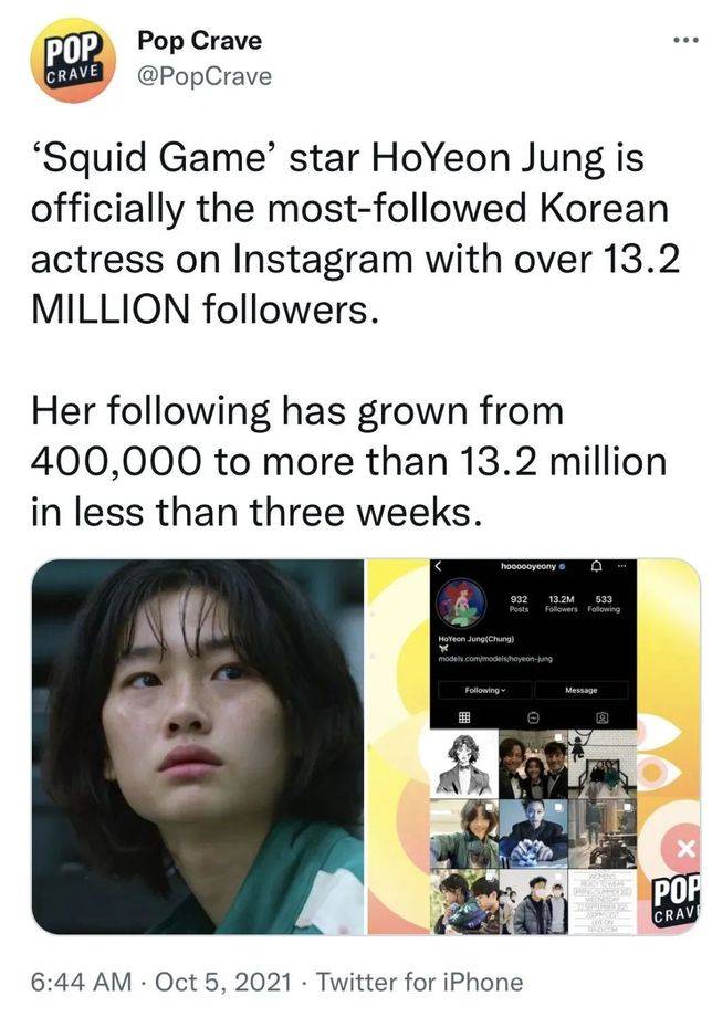 現在，她已經成為韓國粉絲數最多的女演員了！