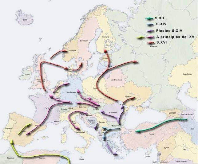 吉普賽人在歐洲的遷徙路線