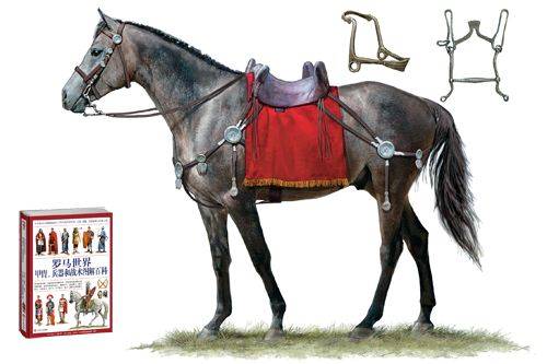 戰馬及其裝備羅馬騎兵的戰馬裝備著精緻的羅馬式馬鞍。右側也是羅馬人使用的兩種馬具，但並不常見。這一時期